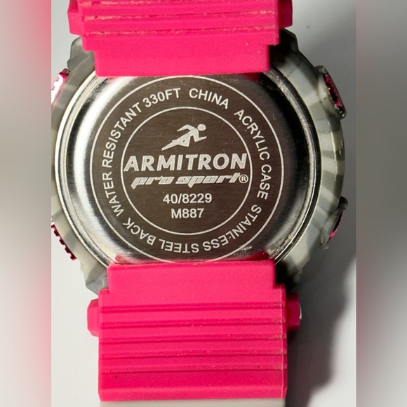 NEW Unisex 46mm Hot Pink & Gray Camo Digital Chronograph Armitron Watch WR330ft - Picture 11 of 17